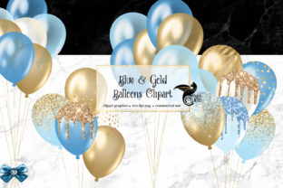 Blue and Gold Balloons Clipart: A Designer's Sparkling Asset