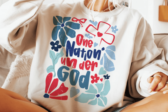 Boho Floral One Nation Under God PNG: A Design Asset