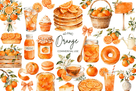 Brighten Your Designs with Watercolor Orange Clipart