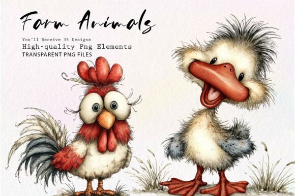 Charming Farm Animal Graphics for Creative Projects