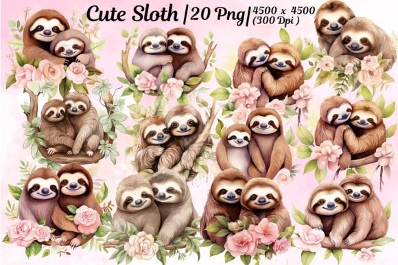 Charming Watercolor Sloths for Creative Projects