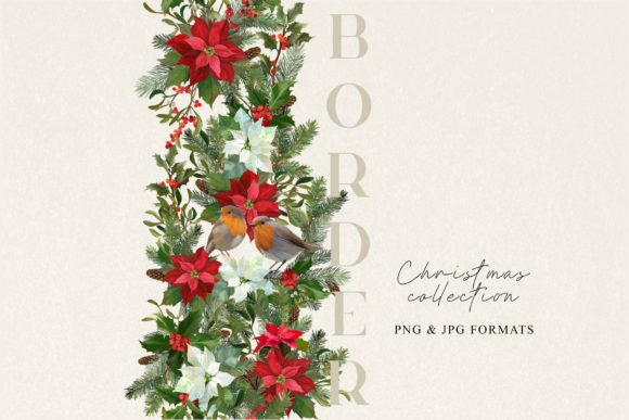 Christmas Floral Border PNG: Elegant Holiday Design Assets