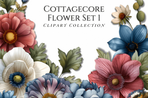 Cottagecore Country Flower Clipart Set: Elevate Your Designs