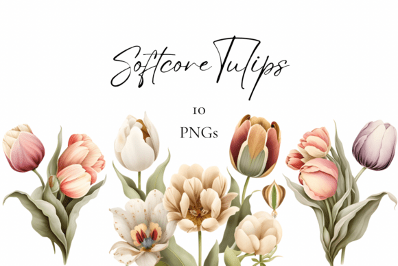 Delicate Vintage Tulip Clipart for Timeless Design
