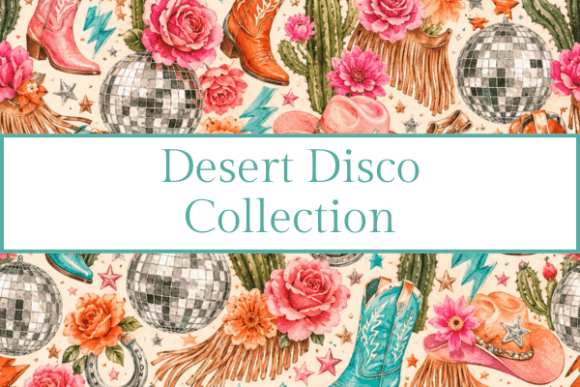 Desert Disco Watercolor Clipart: Bold Western Glam for Designers