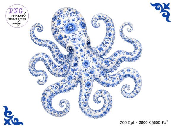 Elevate Designs with Chinoiserie Ocean Octopus Clipart