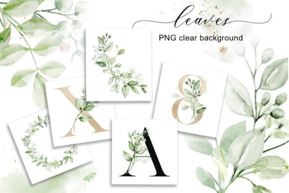 Elevate Your Brand with the Leaves Clipart Set & Alphabet PNG