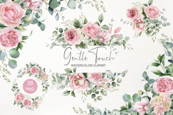 Elevate Your Designs with Pink Floral Clipart & Watercolor Flowers