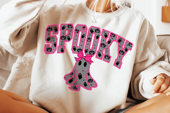 Elevate Your Designs with Pink Lace Spooky Varsity Png
