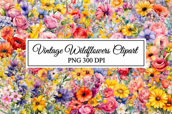 Elevate Your Designs with Vintage Wildflowers Watercolor Clipart