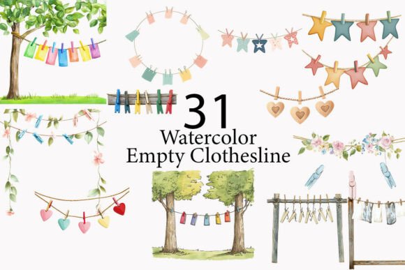 Empty Clothesline and Clothes Peg: A Versatile Design Asset