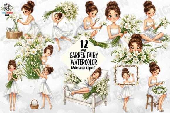Enchant Your Designs with Garden Fairy Watercolor PNGs