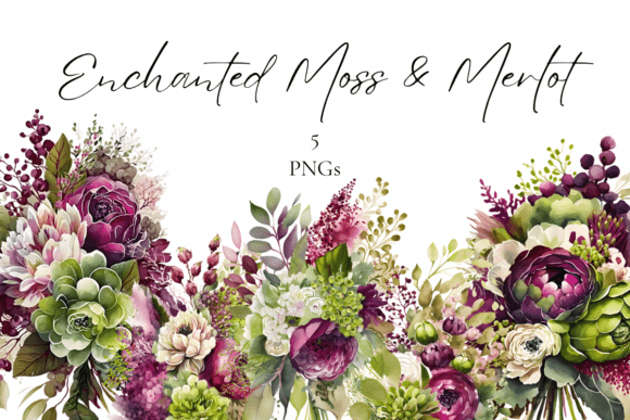 Enchanted Moss & Merlot: A Rich Floral Graphics Collection