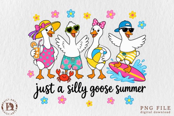 Just a Silly Goose Summer PNG: Playful Design Assets
