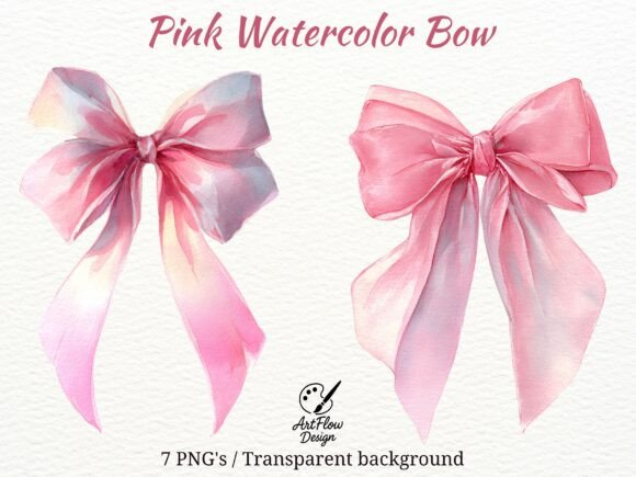 Soft Pink Watercolor Bow Clipart for Elegant Design