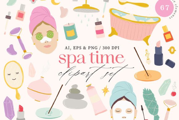 Spa Time Digital Clipart Set: Elevate Your Creative Projects