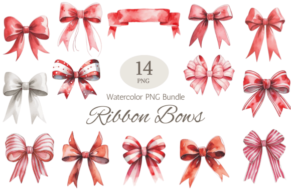 Watercolor Red Ribbon Bows PNG Clipart: A Designer's Toolkit for Elegant Visuals