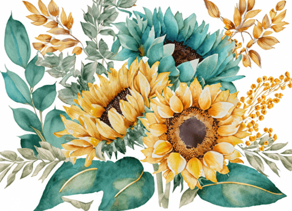 Watercolor Sunflowers: A Vibrant Asset for Modern Design