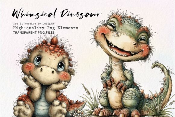 Whimsical Dinosaur PNG Clipart: Creative Design Assets